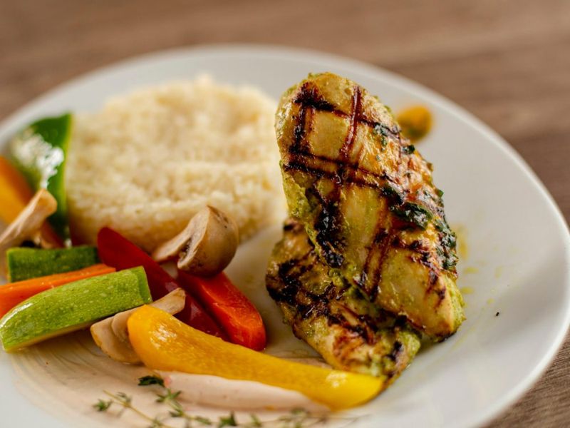 Chicken steak with rice